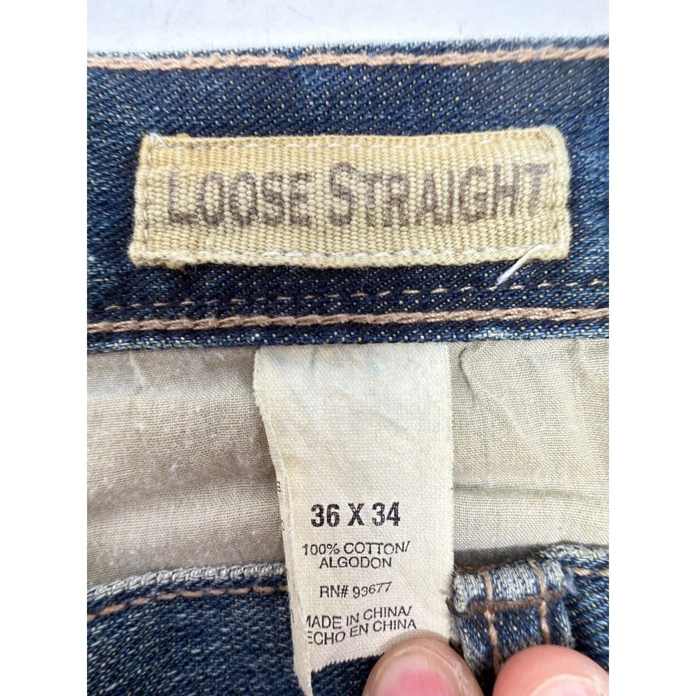 Arizona Jean Co Men's 36x34 Loose Straight Leg‎ Jeans Blue Denim 100% Cotton